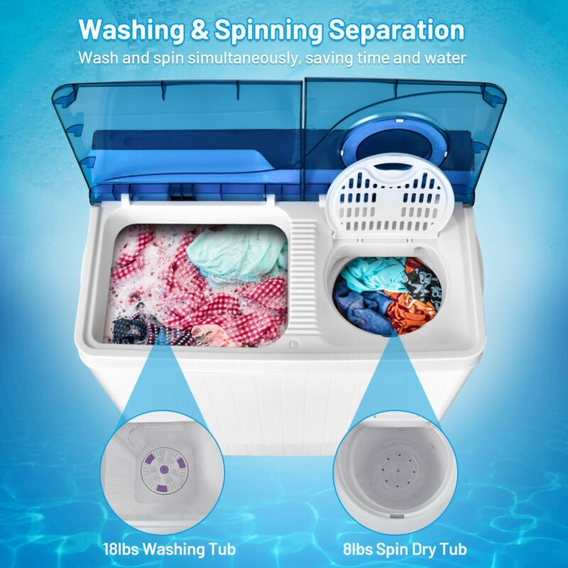 26 Pound Portable Semi-automatic Washing Machine with Built-in Drain Pump