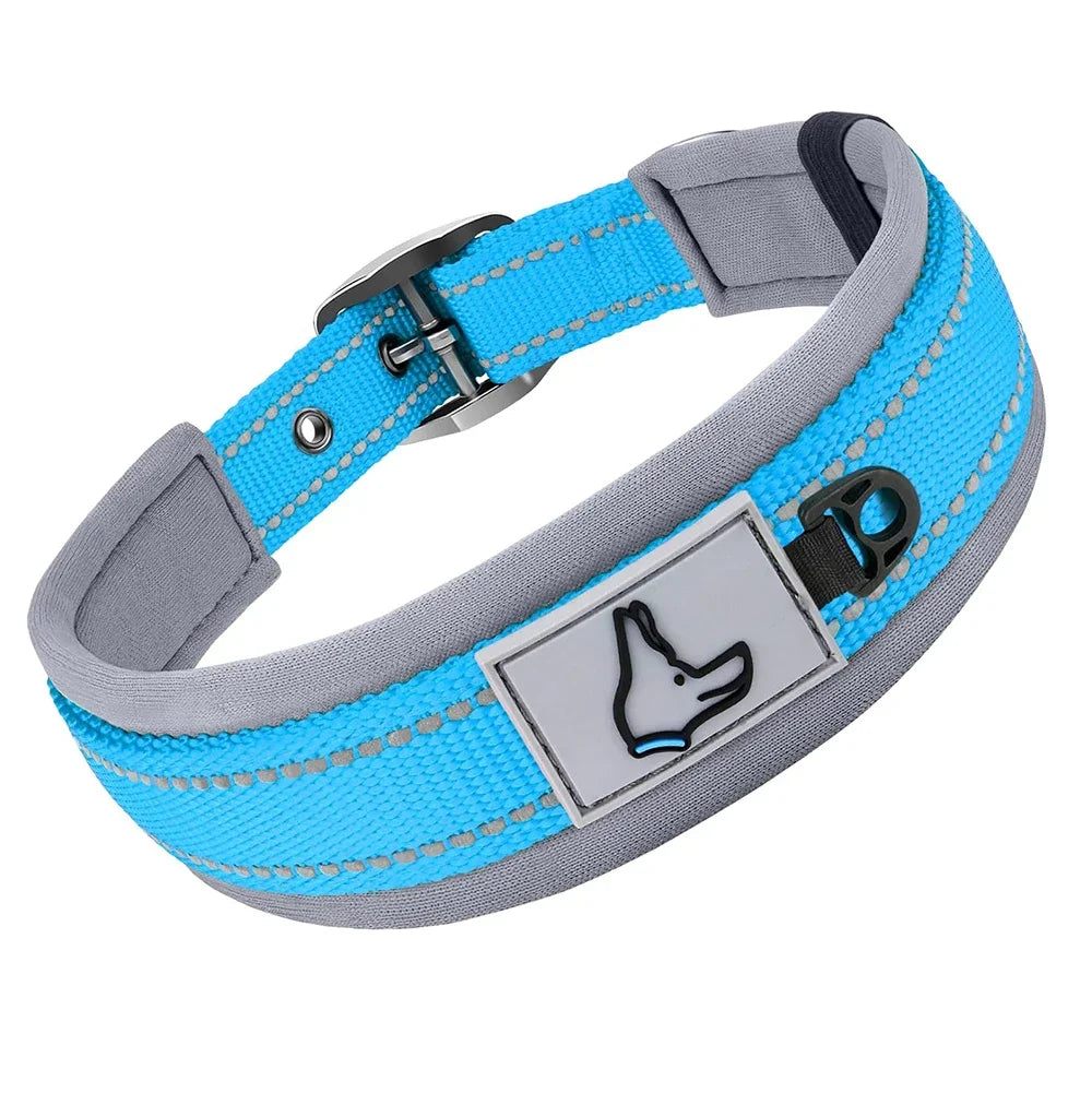 Padded Dog Collars, small Medium large, Reflective