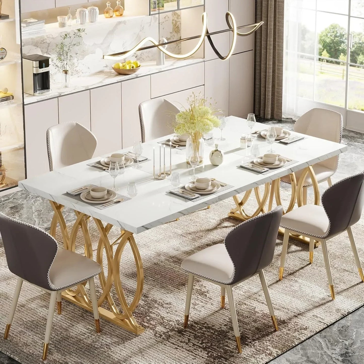 Modern Dining Table Unique Rectangular Furniture