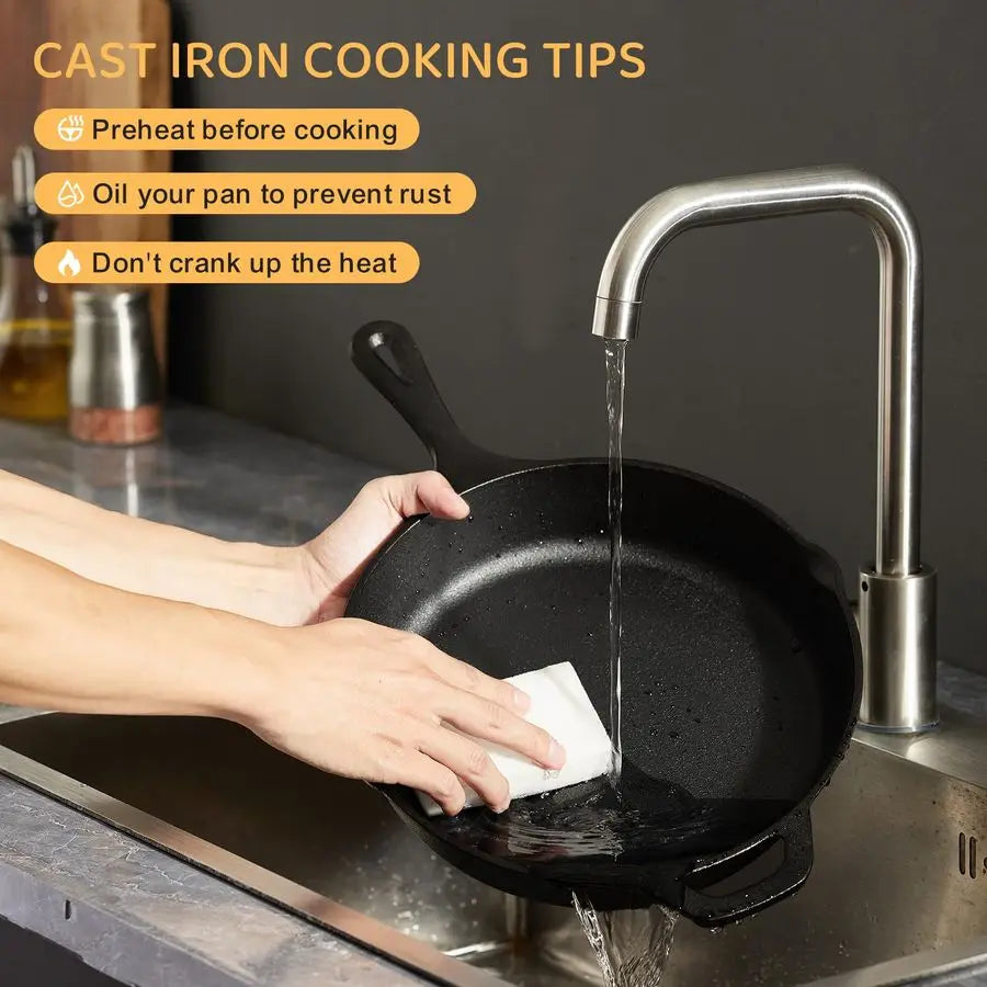Cast Iron Skillet Seasoned Pan Cookware Set