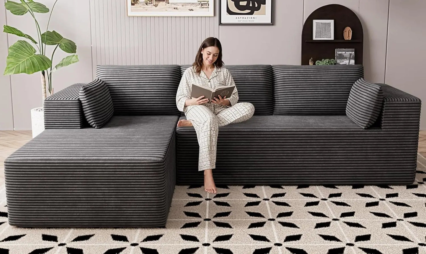 Sectional Boneless Couch 106' Left-Facing, L-Shaped