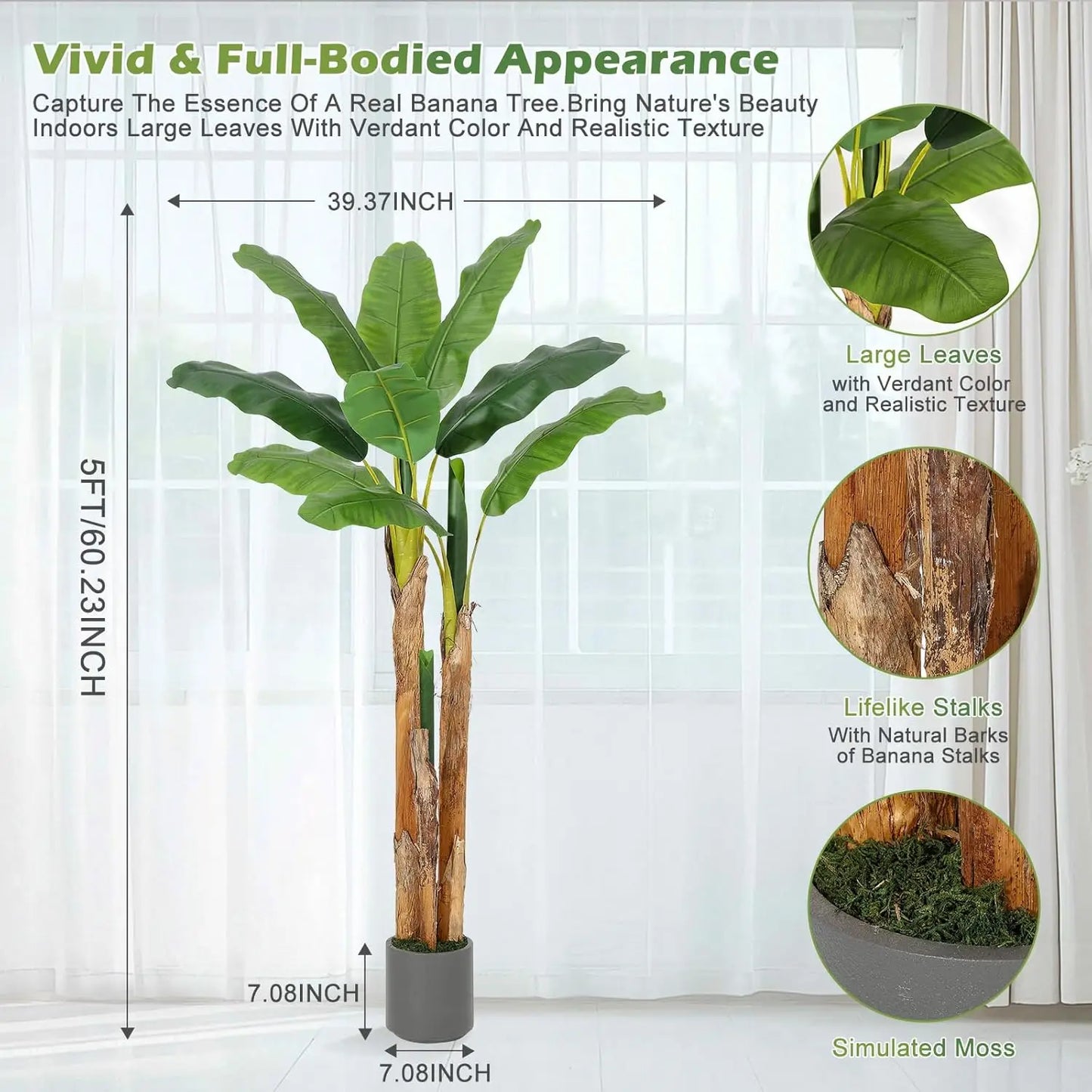 Artificial Banana Tree with Grey Planter