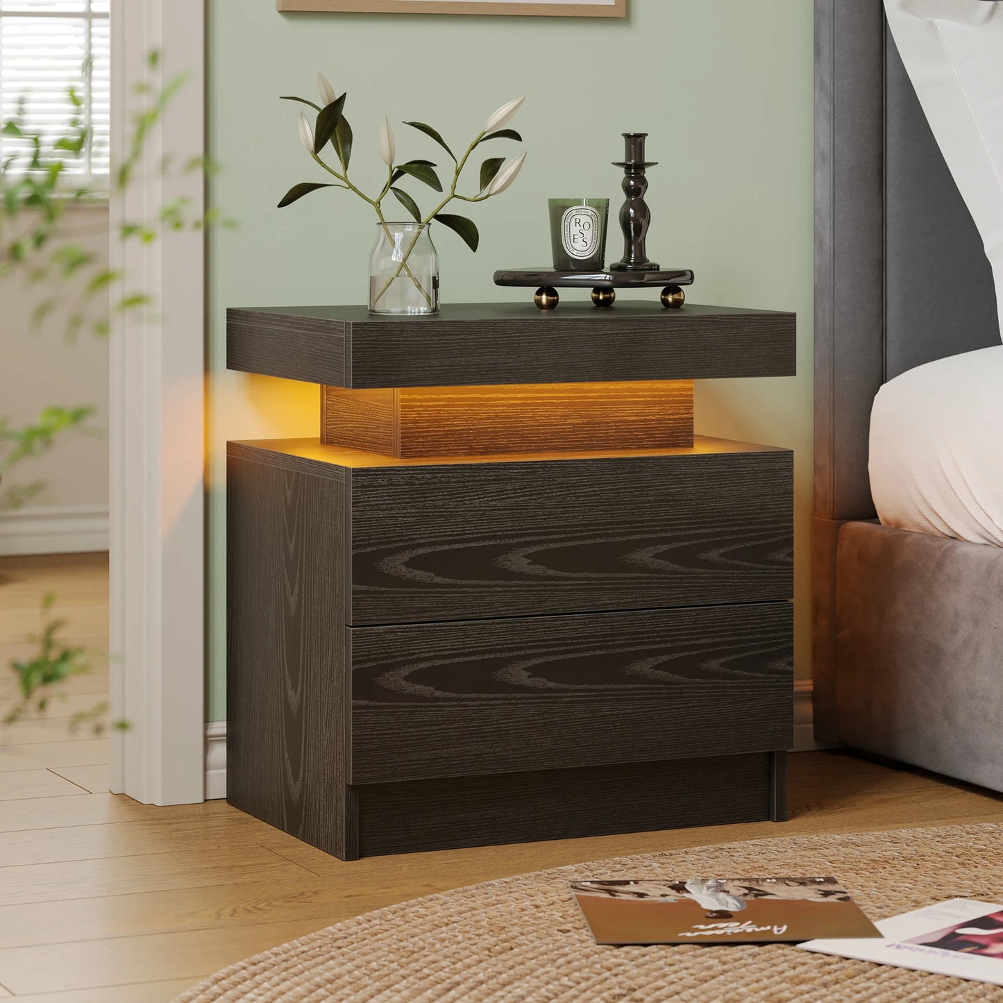 Cubehom LED Nightstands with 2 Drawers
