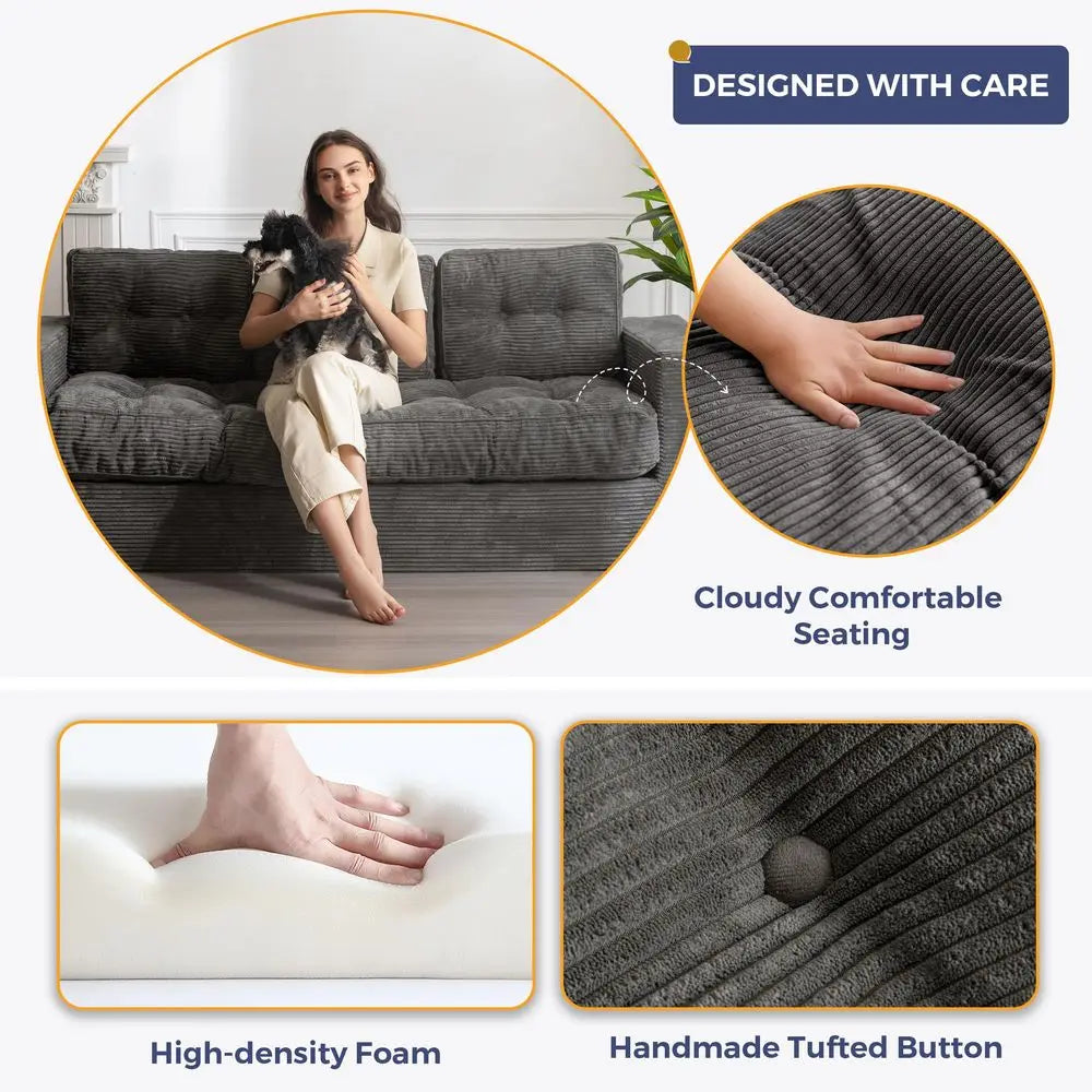 Boneless Couch with Tufted Cushion, Backrest