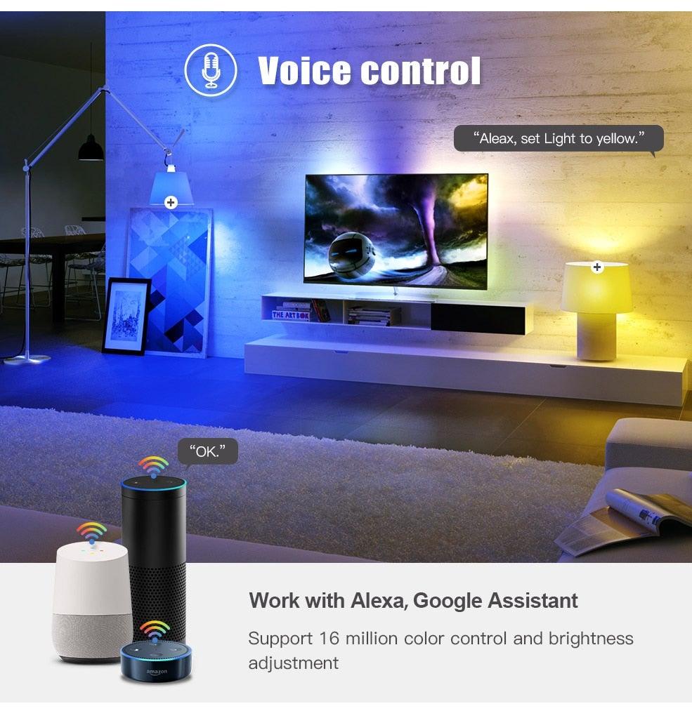 Smart Light Bulb E27 LED Lamp RGB+White+Warm White Work With Alexa Google Home Dimmable Timer Function RGB LED Bulb Bulb-Timer Sunrise Sunset Dimmable Multicolo Warm White No Hub Required Compatible With Alexa Google Home Assistant