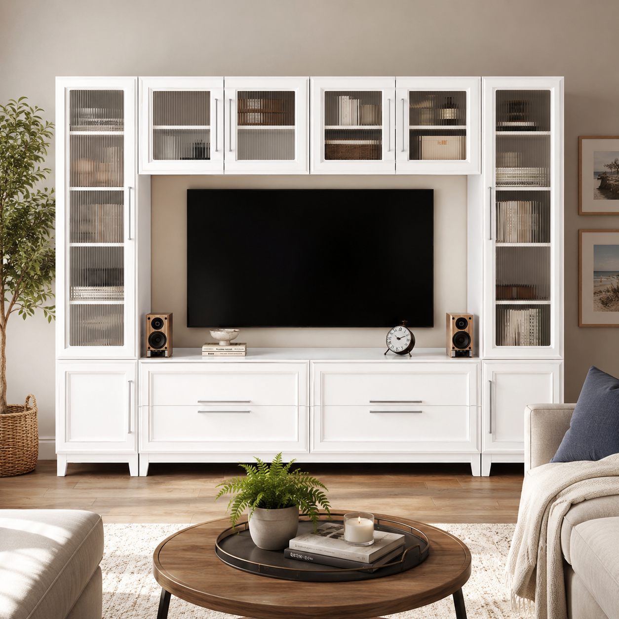 Vibe Haus 102" W Wall Unit Modern Entertainment Center