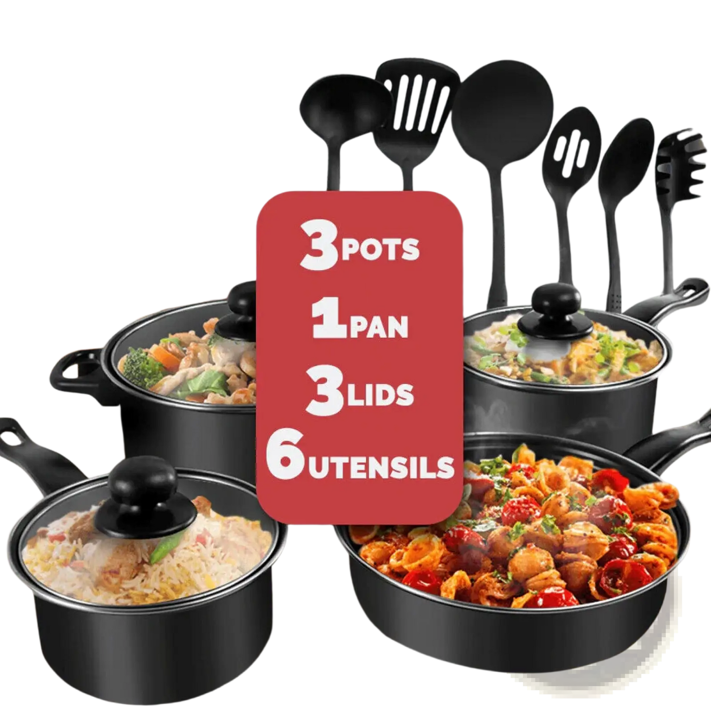 13 Piece Non Stick Cookware Set with Glass Lids