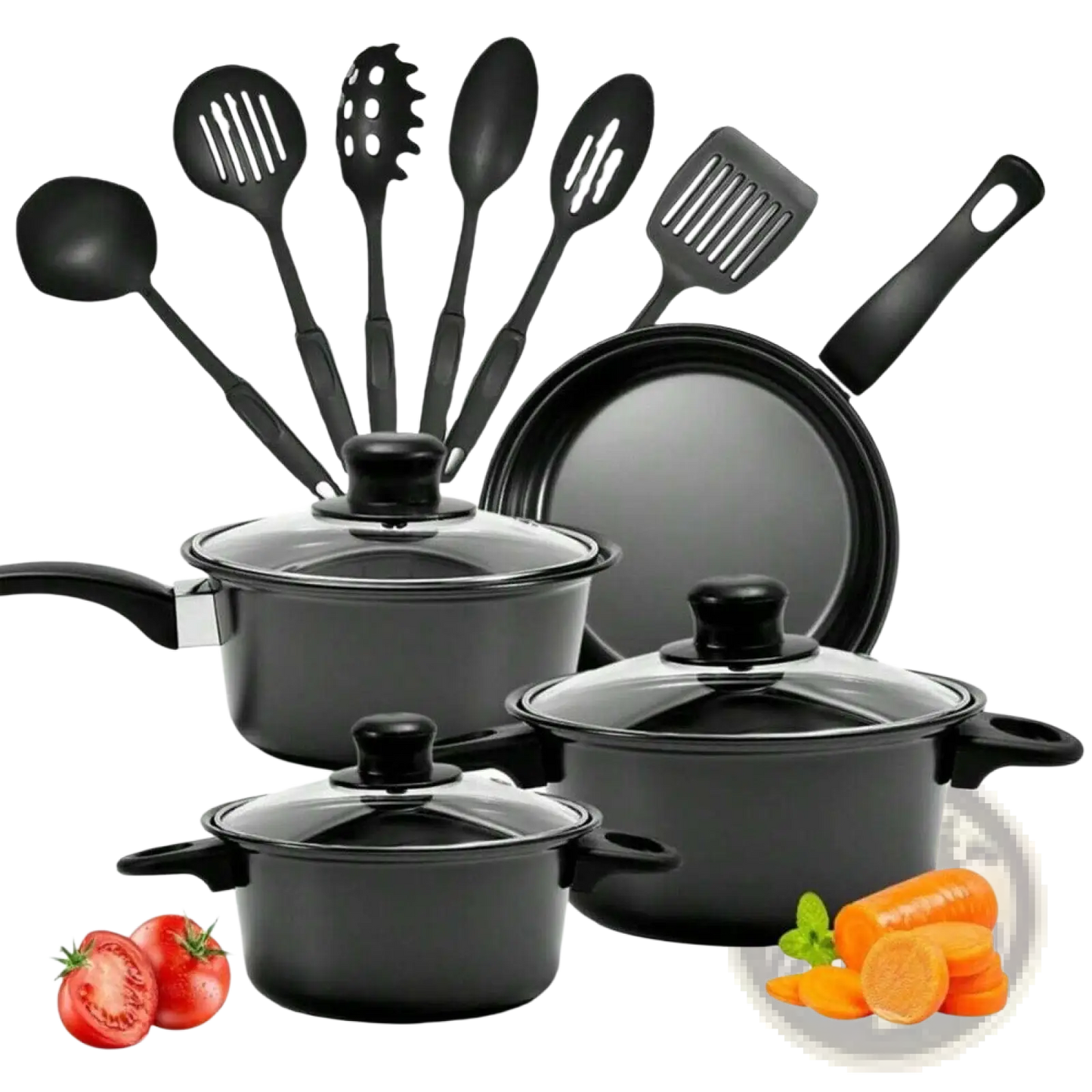 13 Piece Non Stick Cookware Set with Glass Lids