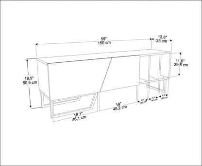Linossa 59" Modern TV Stand Media Console fits TVs up to 65"