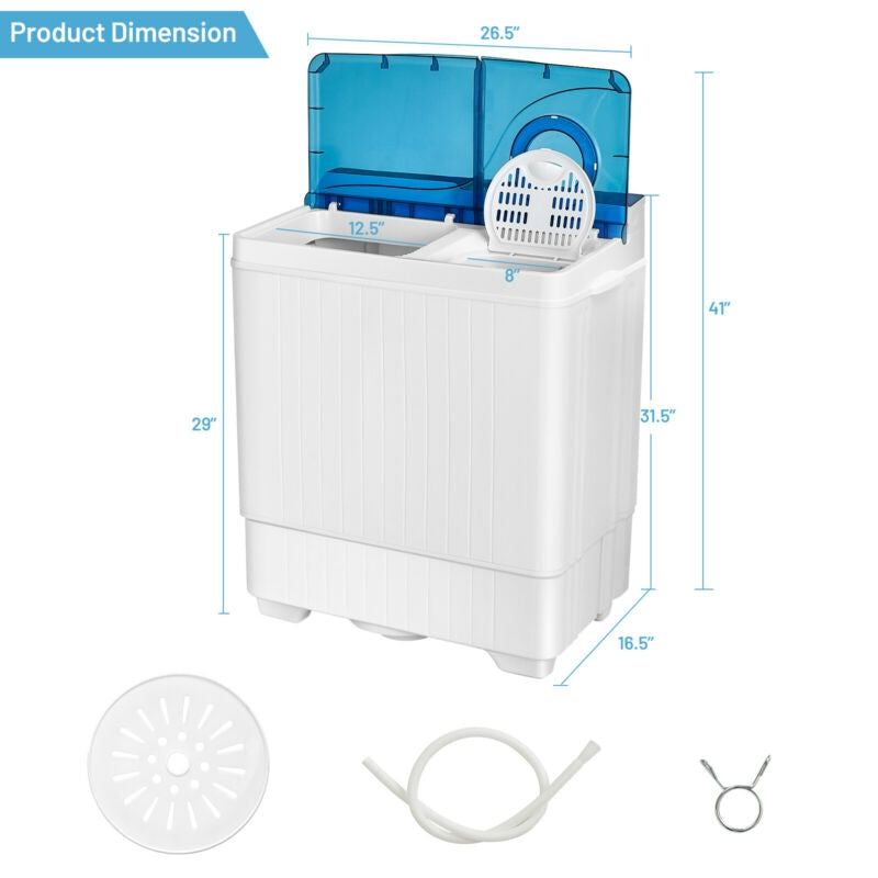 26 Pound Portable Semi-automatic Washing Machine with Built-in Drain Pump