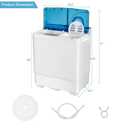 26 Pound Portable Semi-automatic Washing Machine with Built-in Drain Pump