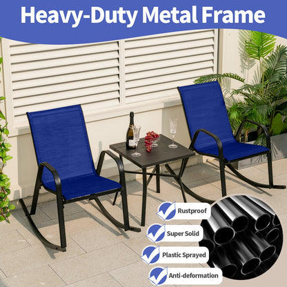 Set of 2 Metal Patio Rocking Chair with Breathable Seat Fabric
