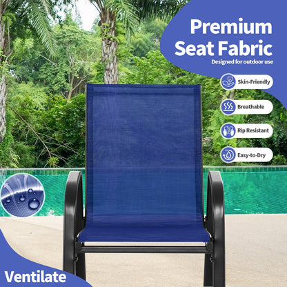 Set of 2 Metal Patio Rocking Chair with Breathable Seat Fabric