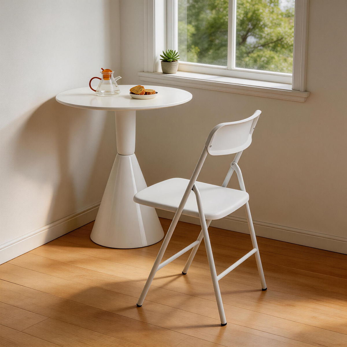 White PP Cushion Folding Stackable Chairs Pack For Outdoor