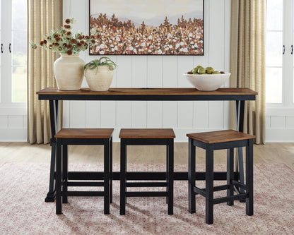 Wildenauer - Rectangular Dining Room Counter Table Set (Set of 4) - Brown / Black