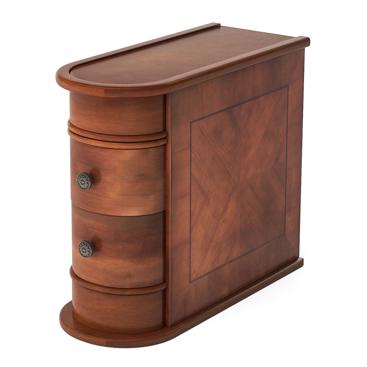 10.8" Solid Wood Narrow End Table with 2 Drawers