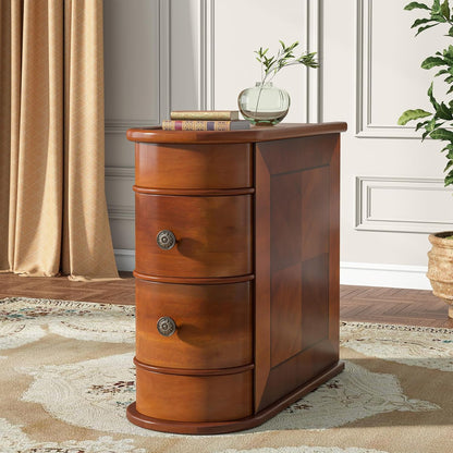 10.8" Solid Wood Narrow End Table with 2 Drawers