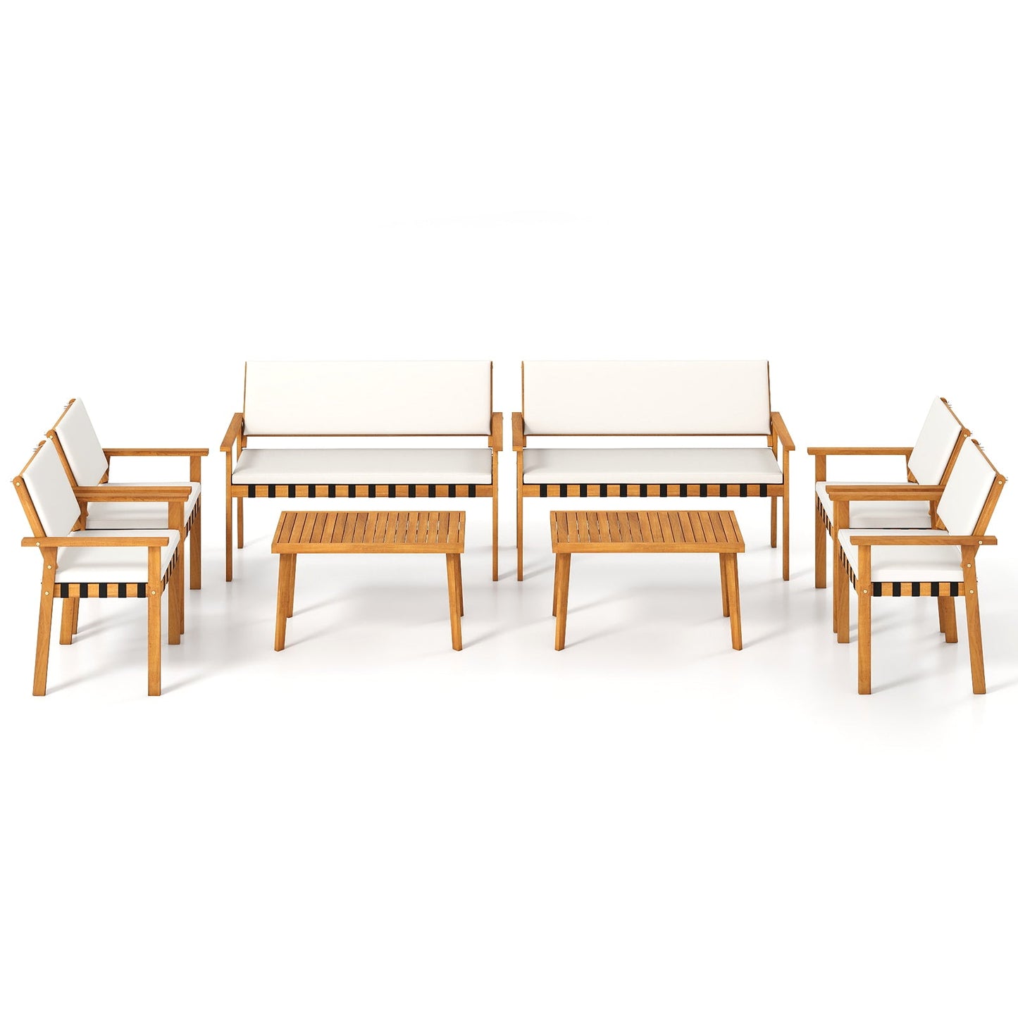 4 Piece Patio Furniture Set with Coffee Table for Backyard and Garden-White