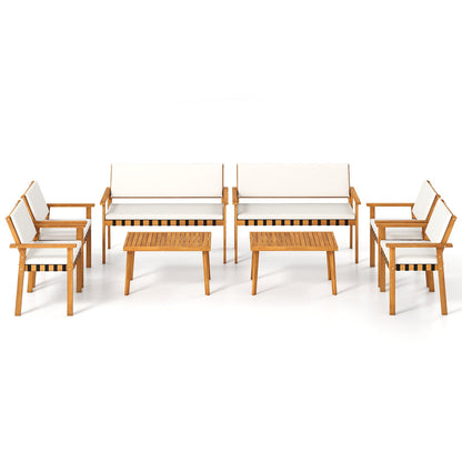 4 Piece Patio Furniture Set with Coffee Table for Backyard and Garden-White