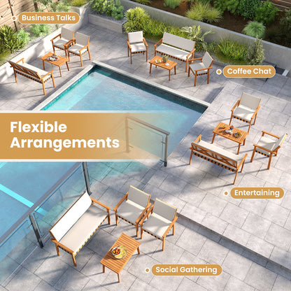 4 Piece Patio Furniture Set with Coffee Table for Backyard and Garden-White