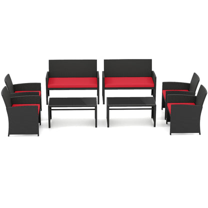 4 Pieces Patio Furniture Set with Tempered Glass Tabletop and Removable Cushion