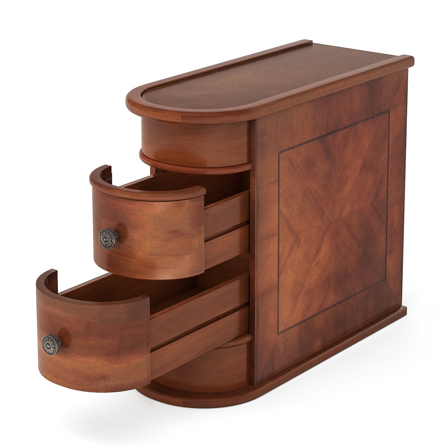 10.8" Solid Wood Narrow End Table with 2 Drawers