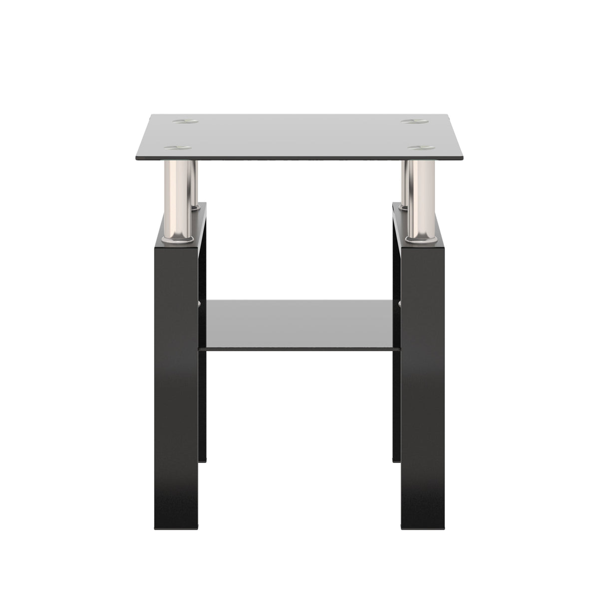 1-Piece Modern Tempered Glass Tea Table Coffee Table End Table, Square Table for Living Room, Black