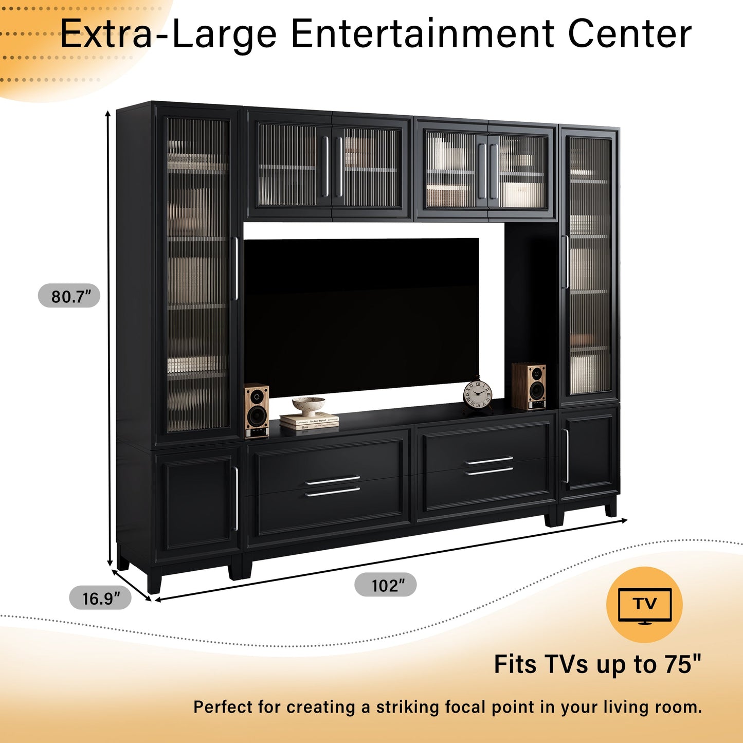 Vibe Haus 102" W Wall Unit Modern Entertainment Center