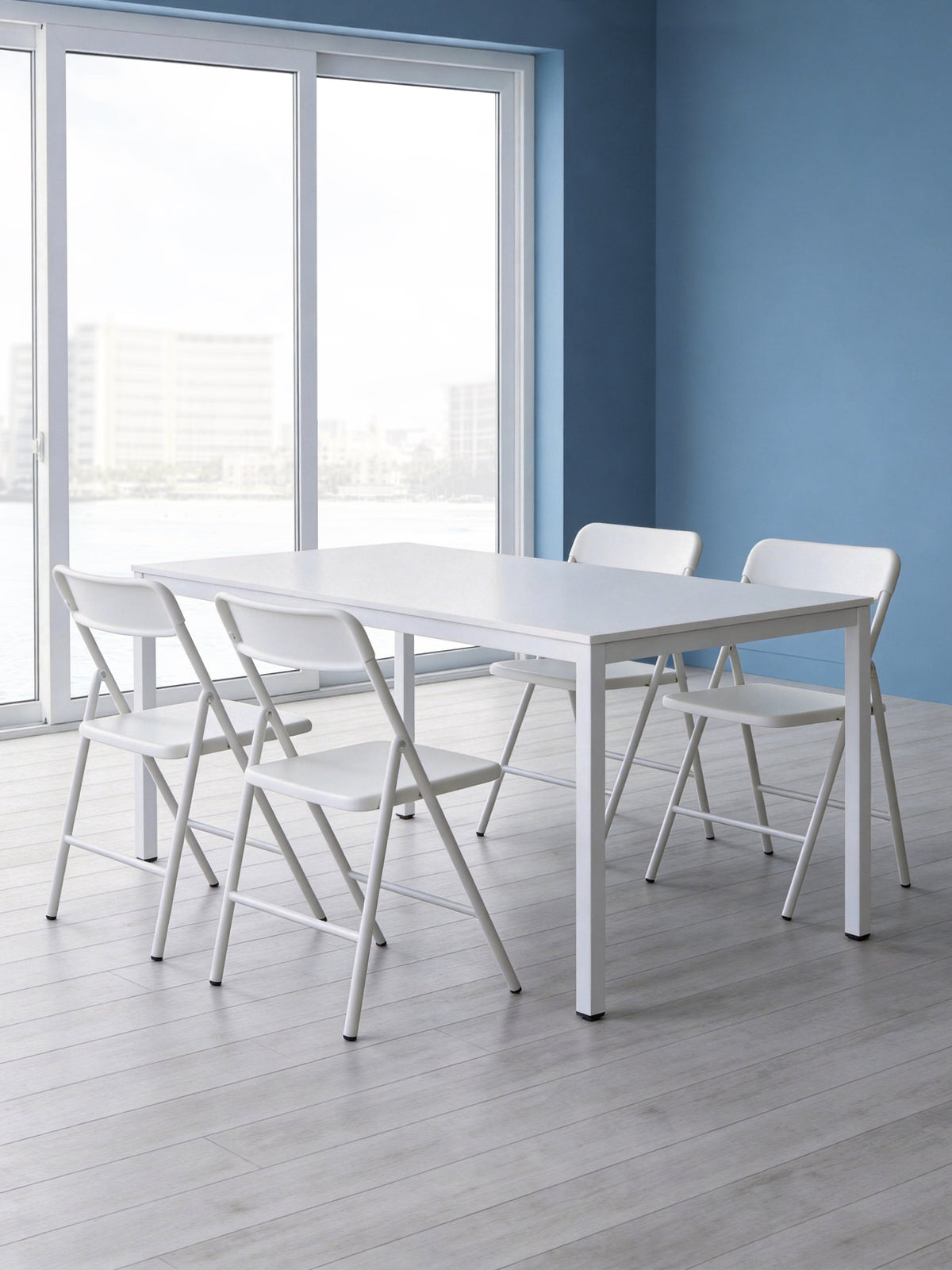 White PP Cushion Folding Stackable Chairs Pack For Outdoor