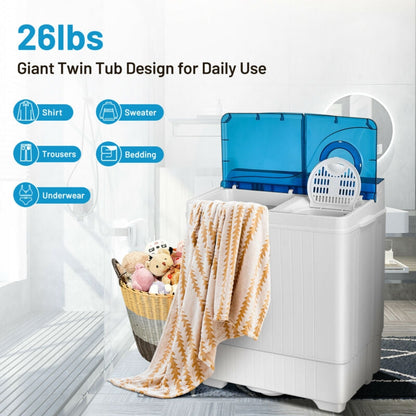 26 Pound Portable Semi-automatic Washing Machine with Built-in Drain Pump