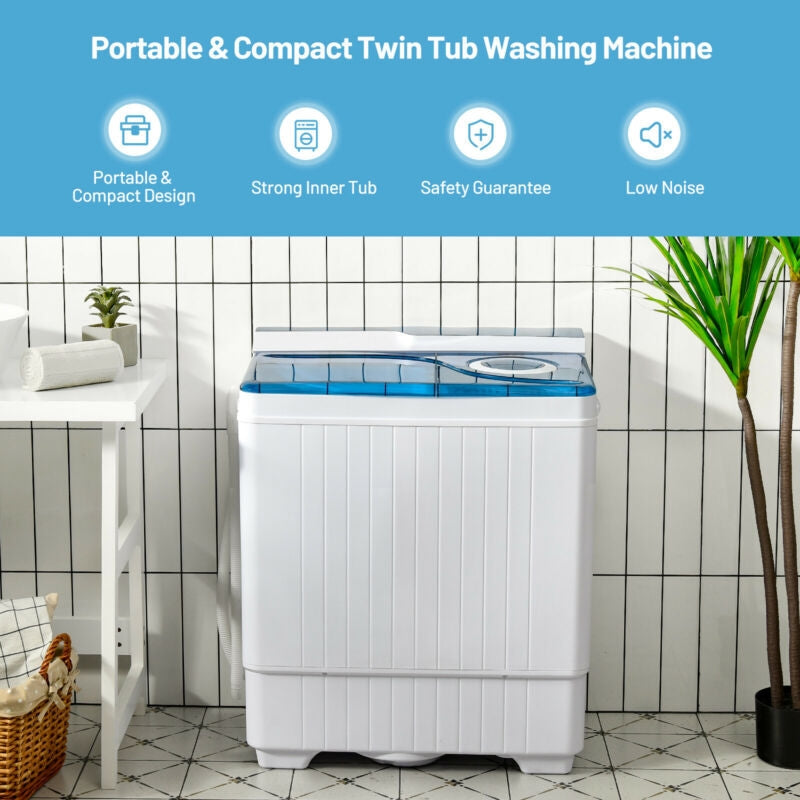 26 Pound Portable Semi-automatic Washing Machine with Built-in Drain Pump