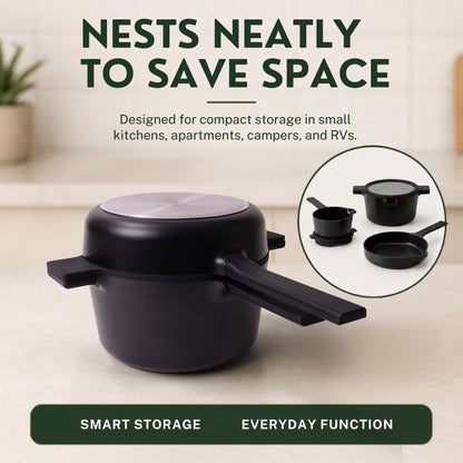 Ceramic Nonstick 5-Piece Stackable Cookware Set