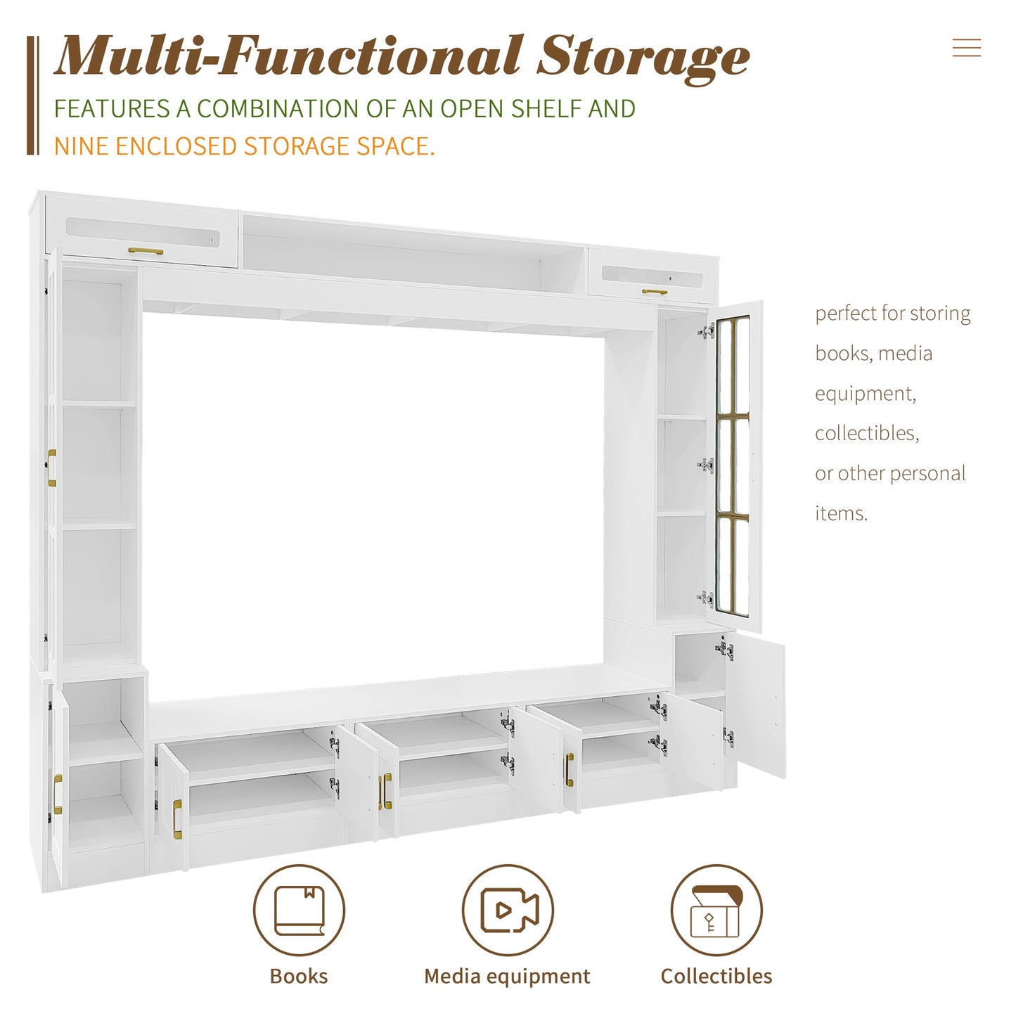 Vibe Haus 98.4" Wall Unit Entertainment Center