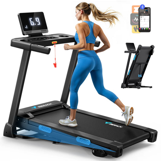 Quiet Foldable Treadmill w/ Shock Cushion, Heart Rate Monitoring