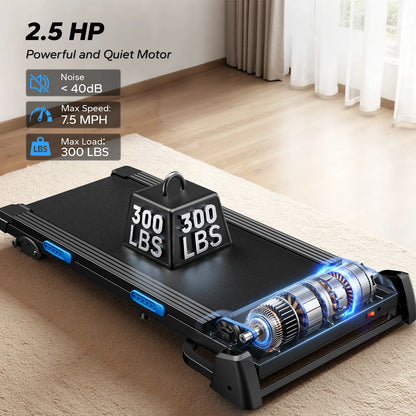 Quiet Foldable Treadmill w/ Shock Cushion, Heart Rate Monitoring