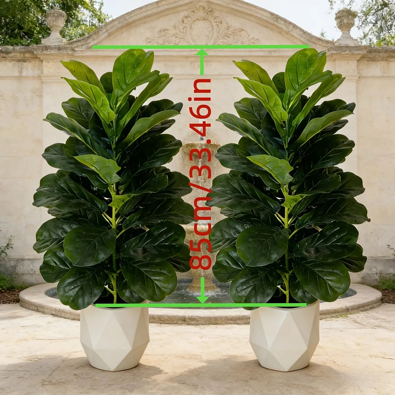 Fiddle Leaf Fig Tree/White Geometric Pot