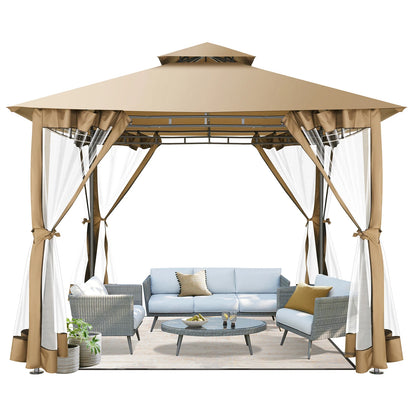 10×10 Gazebo with Cold-Proof Curtains, Double Roof