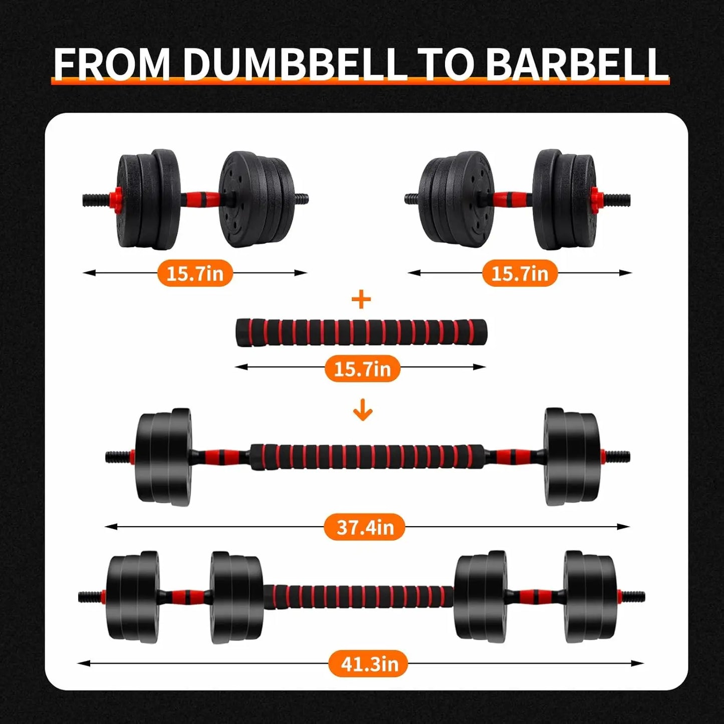 5-44lbs Adjustable Dumbbell, Barbell Set, Anti-Slip Grip