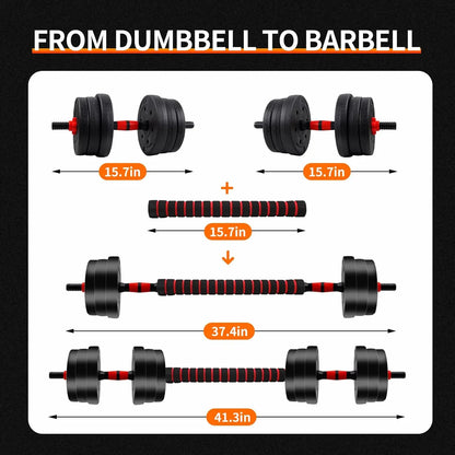 5-44lbs Adjustable Dumbbell, Barbell Set, Anti-Slip Grip