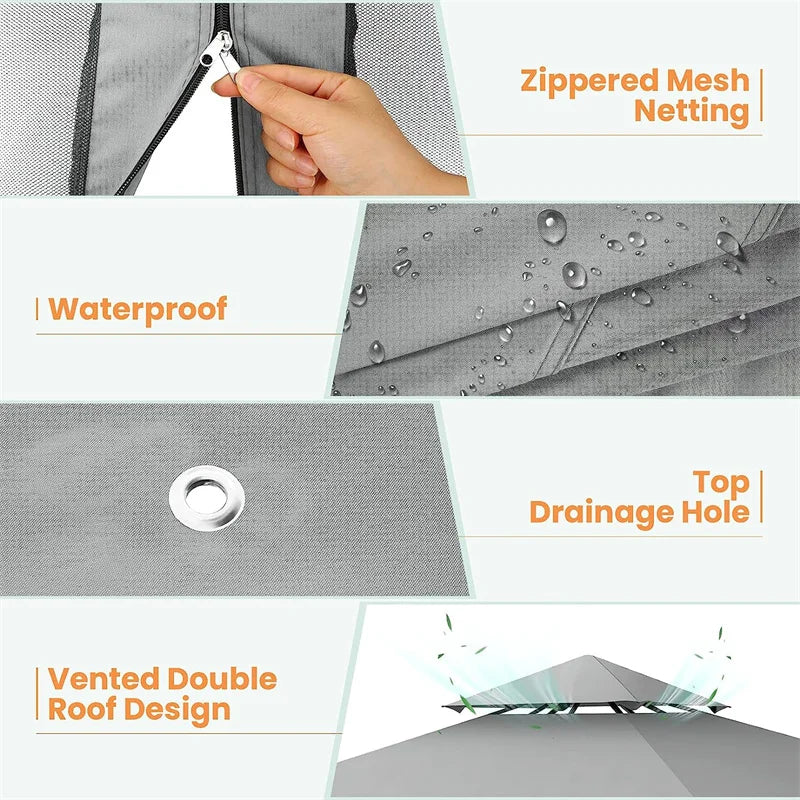 10×10 Gazebo with Cold-Proof Curtains, Double Roof