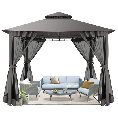 10×10 Gazebo with Cold-Proof Curtains, Double Roof