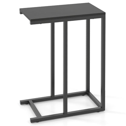C-shaped End Table Slide Under Couch TV Tray for Coffee Laptop Tablet