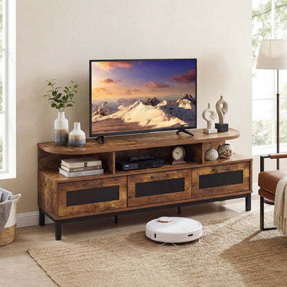 Entertainment Center with 3 Storage Drawers and Open Shelves