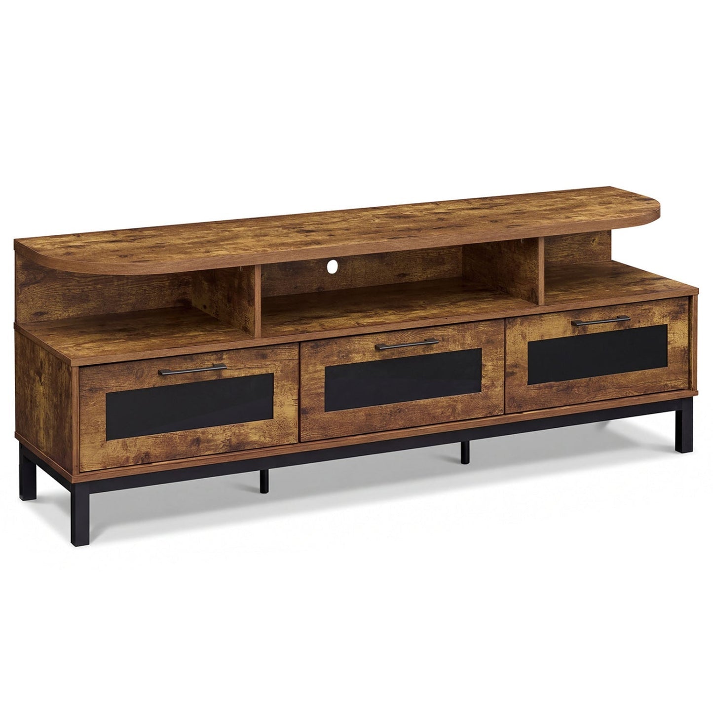 Entertainment Center with 3 Storage Drawers and Open Shelves