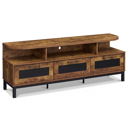 Entertainment Center with 3 Storage Drawers and Open Shelves