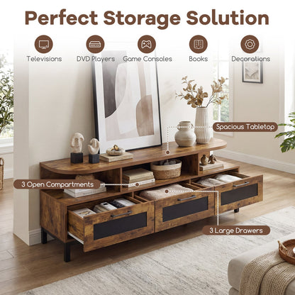Entertainment Center with 3 Storage Drawers and Open Shelves