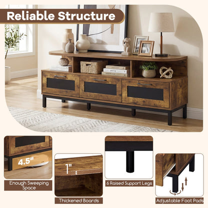 Entertainment Center with 3 Storage Drawers and Open Shelves