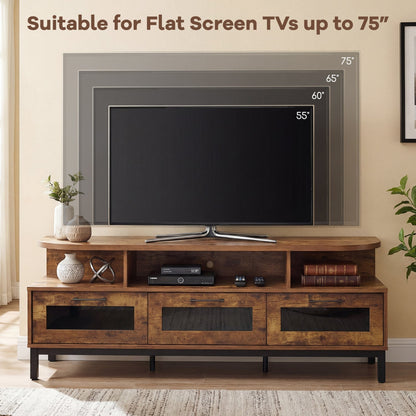 Entertainment Center with 3 Storage Drawers and Open Shelves