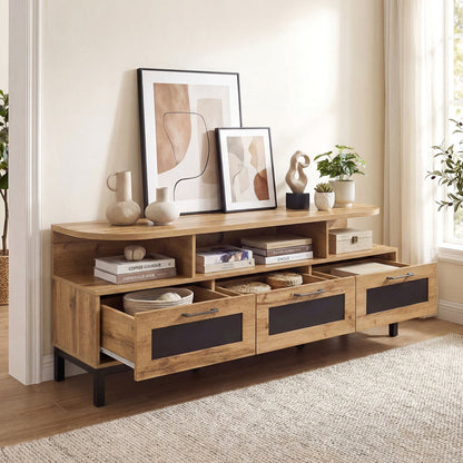 Entertainment Center with 3 Storage Drawers and Open Shelves