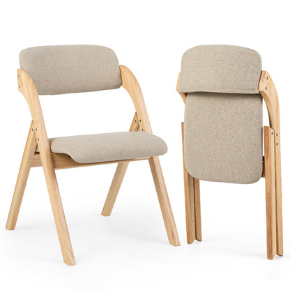 Folding Dining Chairs Set of 2 with Cushioned Seats